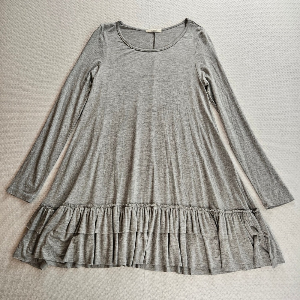 Easel Gray Long Sleeve Ruffle Hem Tunic Swing Dress Size M Kawaii Coquette